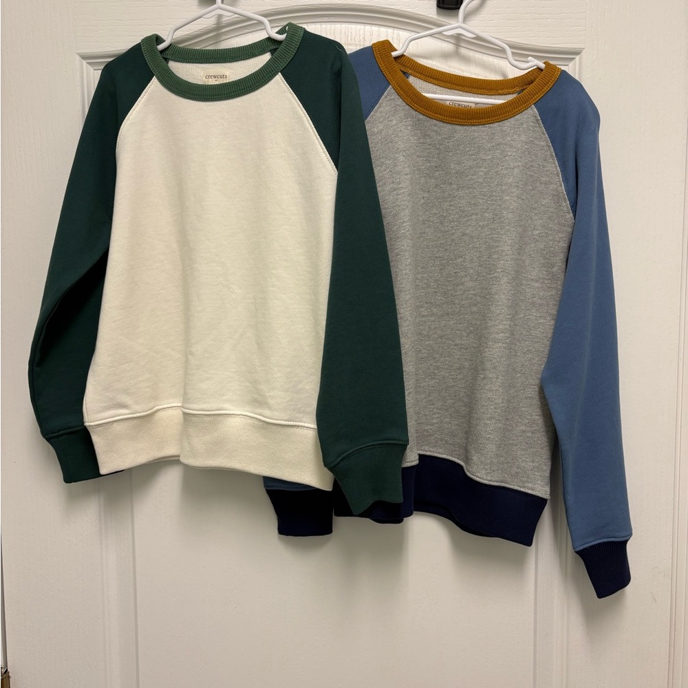 J. Crew crew cuts  Kids Colorblock Sweatshirts (2) - Green/White and Gray/Blue